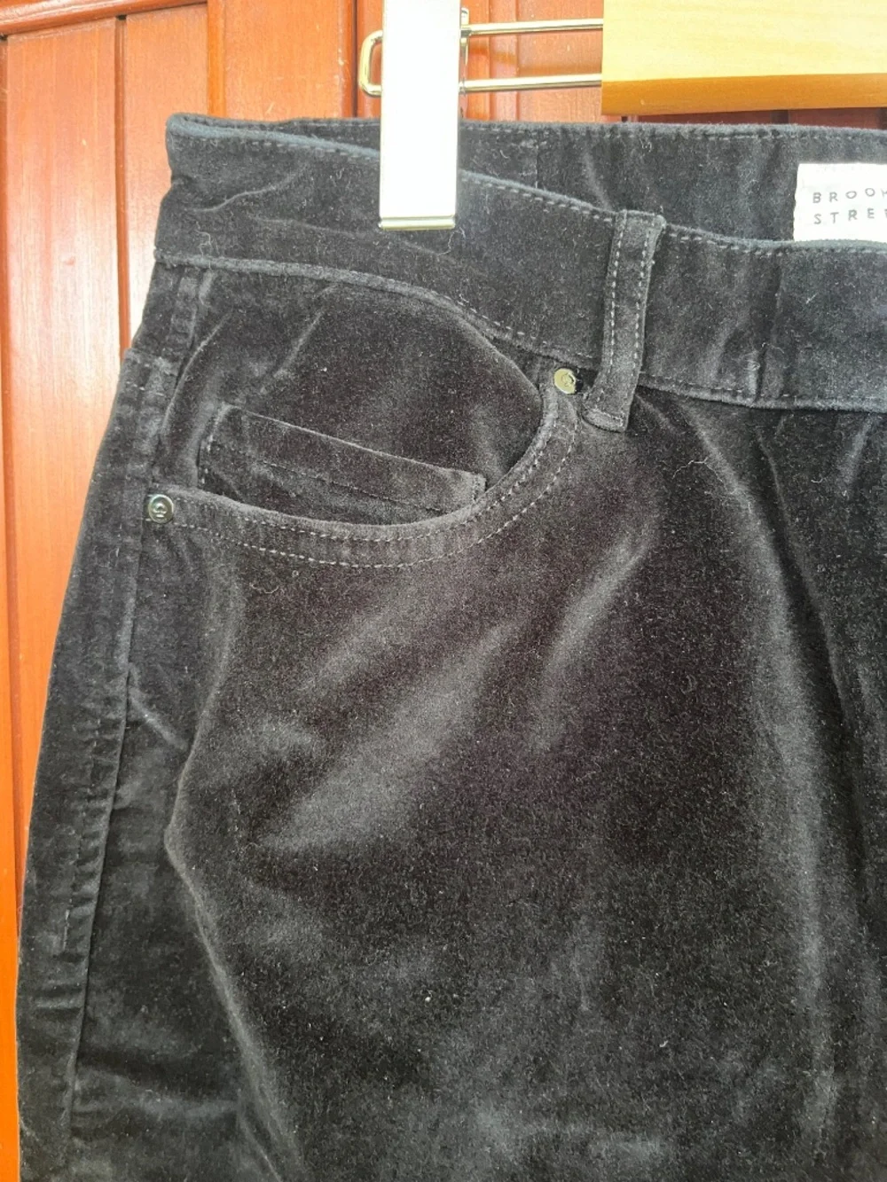 Kate Spade Broome Street Black Stretch Velveteen Streight Leg Ankle Pant SZ 30